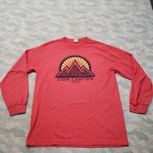 VTG Zion Canyon Utah AAA Shirt Mens Large Red Destination Pullover Long Sleeve